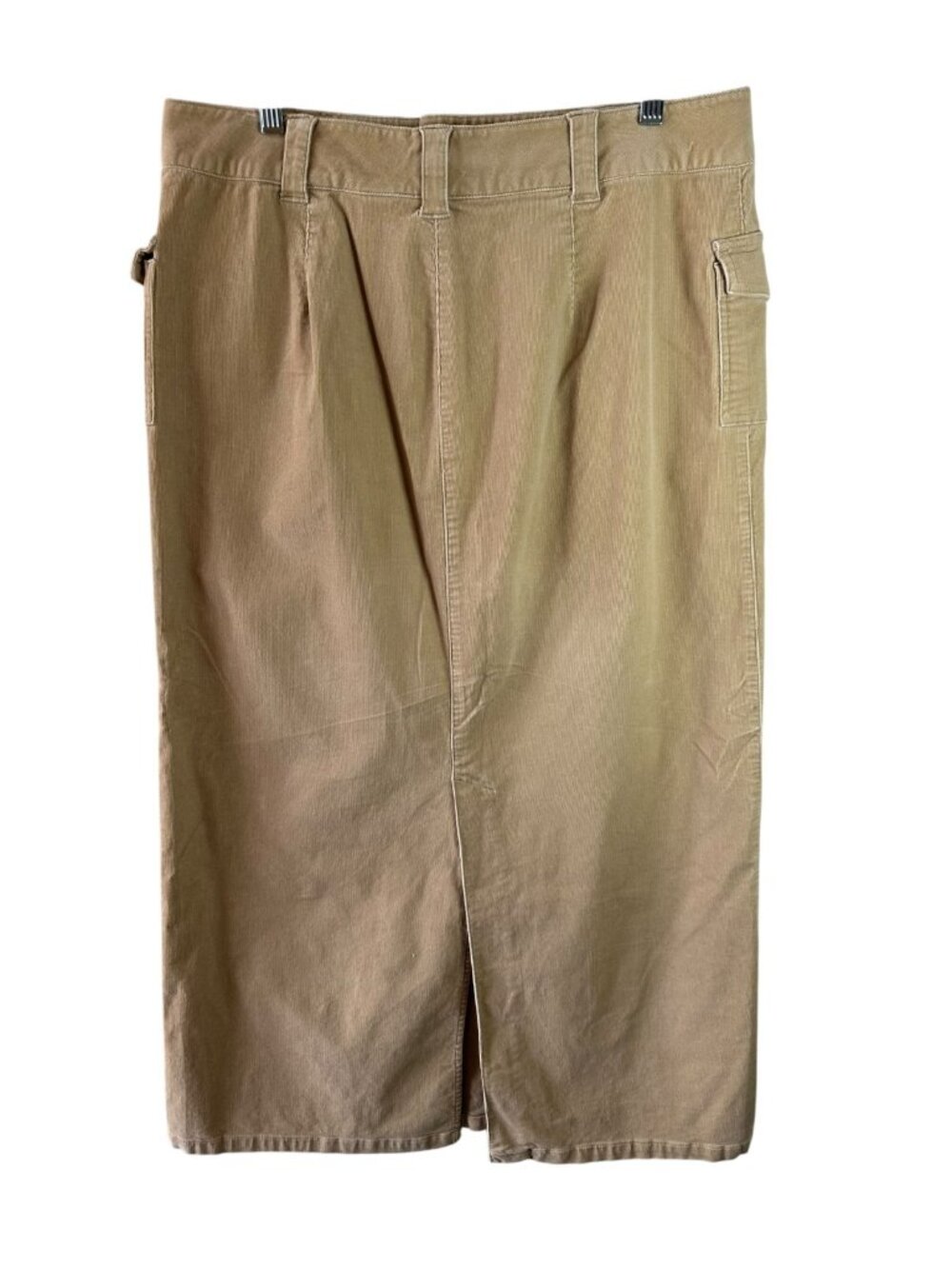 Vintage Liz Claiborne Tan Corduroy Maxi Skirt Cargo Utility Cotton Modest 14 - Picture 4 of 6